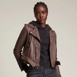 AllSaints Balfern Leather Biker Jacket - Petrol, Size 0 US / 4 UK, NWOT